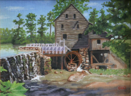 Oil Painting of Yates Mill in Raleigh North Carolina by Gio Argentati