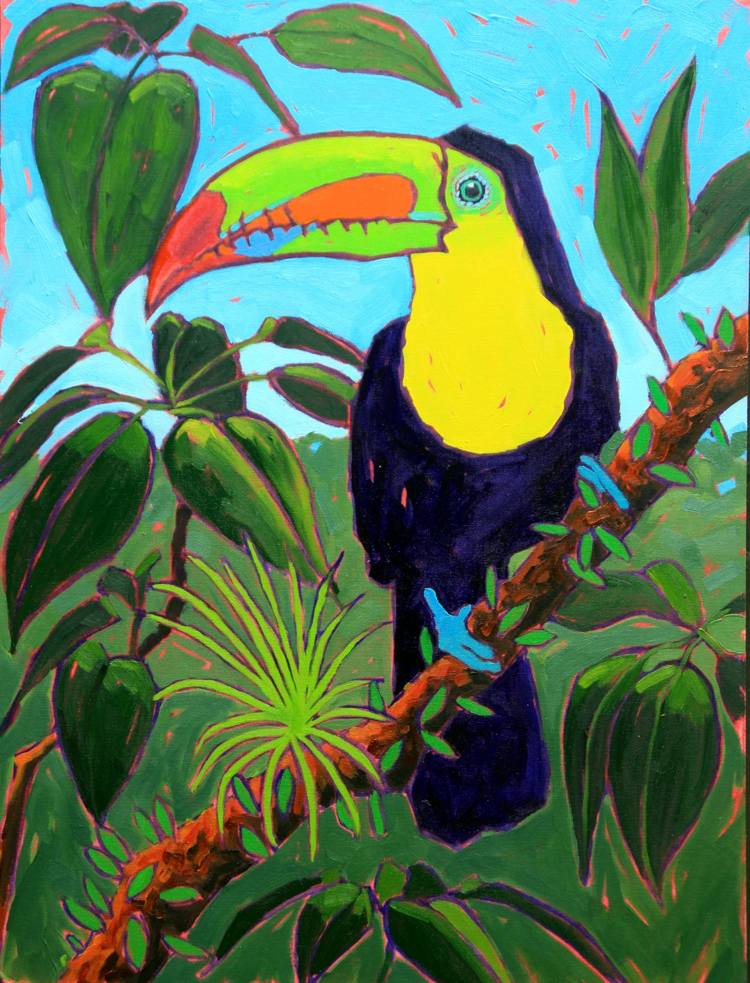 oil painting of toucan by Gio Argentati Cary spring daze